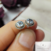 Sky Blue Topaz Stud Earring, Handmade Earring, 925 Sterling Silver Jewelry, Bridal Earring, Topaz Jewelry, Gift For Her, Boho Stud Earring
